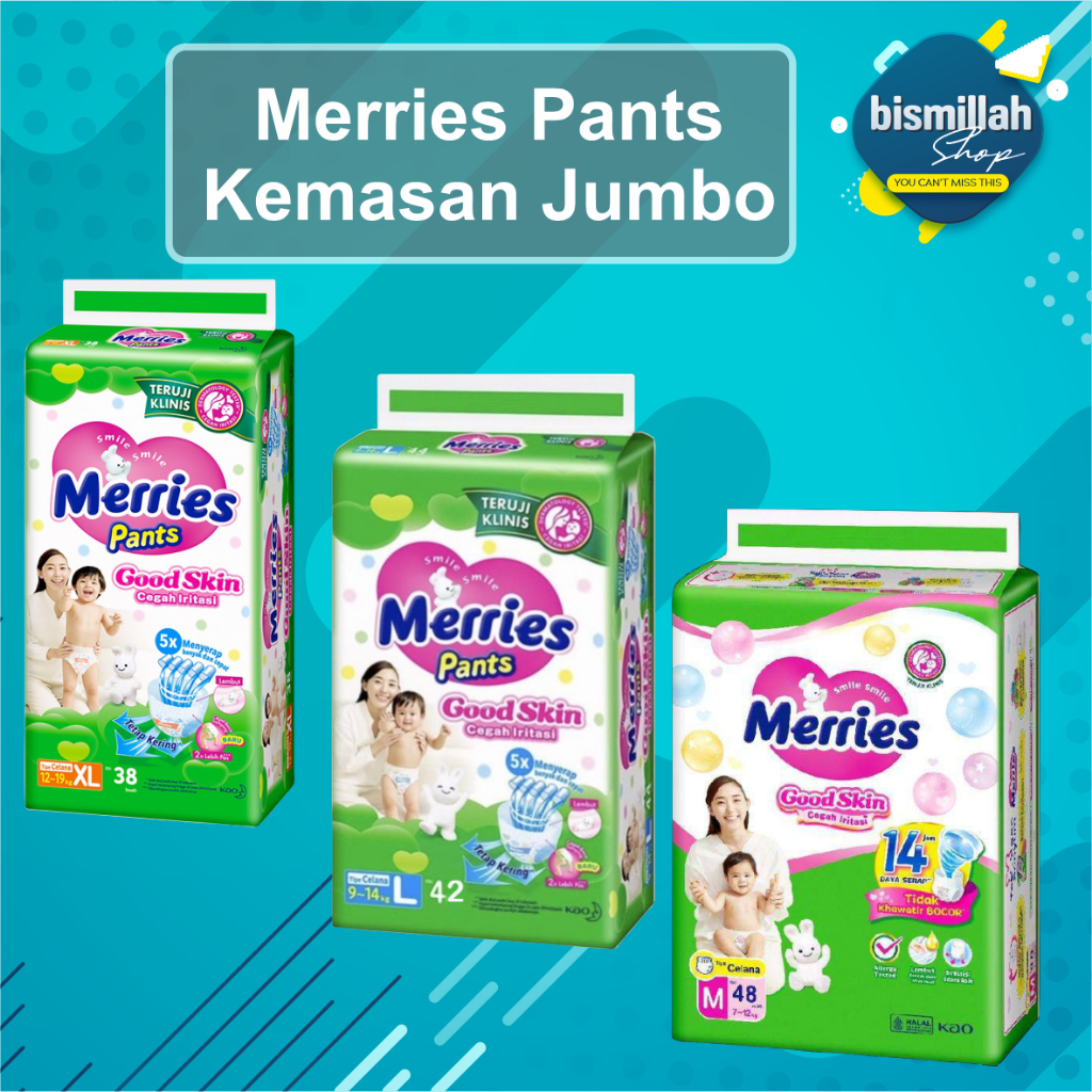 Jual Merries Pants Diaper M 48 / L 42 / XL 38 ukuran jumbo | Shopee ...