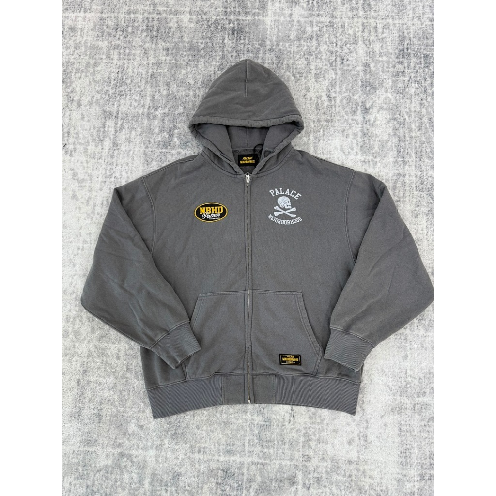 Jual Palace x NEIGHBORHOOD Skull Zip Hoodie - charcoal (FW25