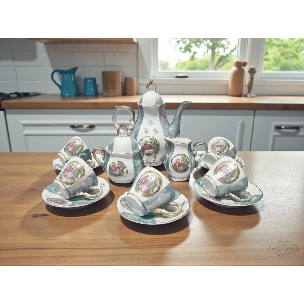 Jual Vintage Made In Japan Courting Couple Tea Set Blue White | Shopee ...