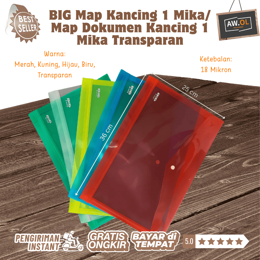 Jual BIG Map Kancing 1 Mika / Map Dokumen Kancing 1 Mika Transparan ...