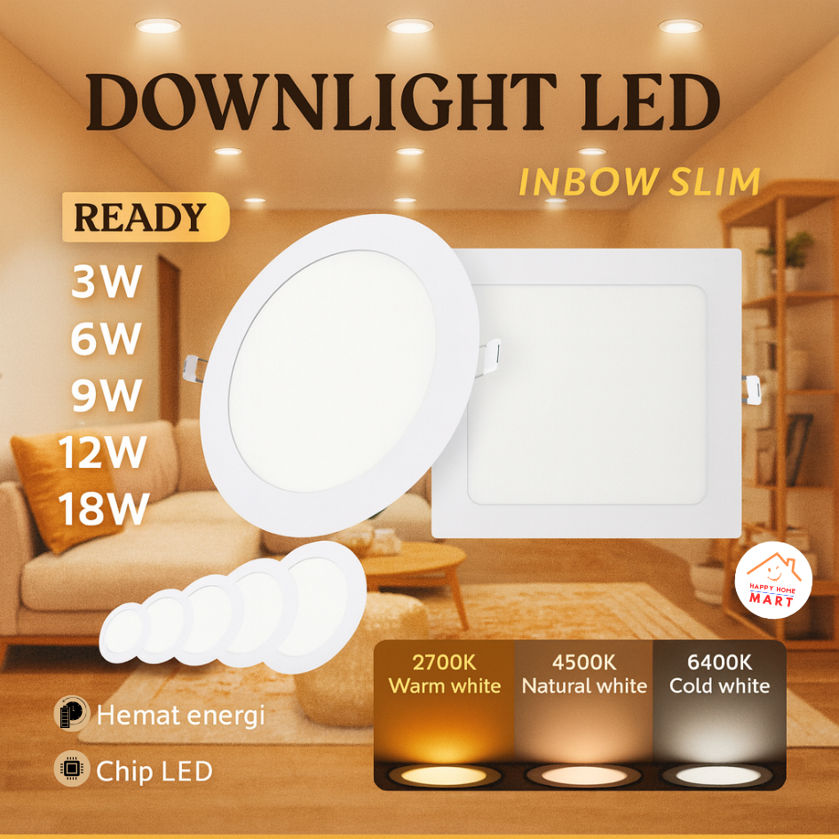 Jual LAMPU Downlight Led Panel Inbow Ib Bulat Kotak 3W 6W 9W 12W 18W ...