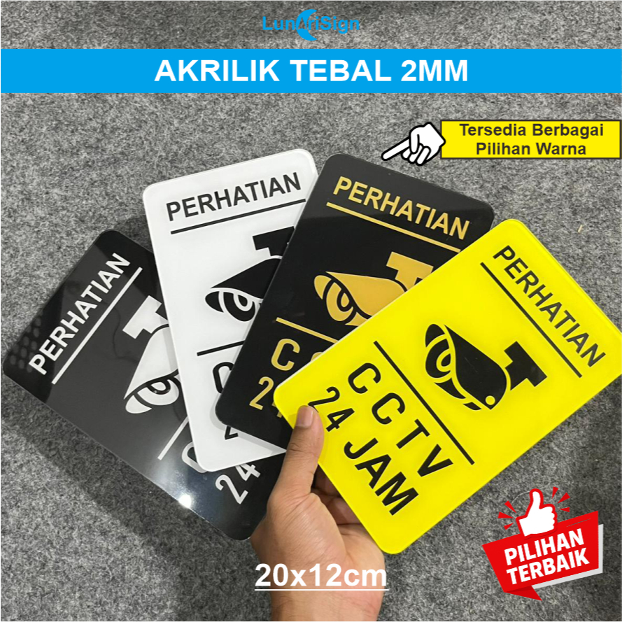 Jual SIGN AKRILIK PERHATIAN CCTV 24 JAM UKURAN 20x12CM | Shopee Indonesia
