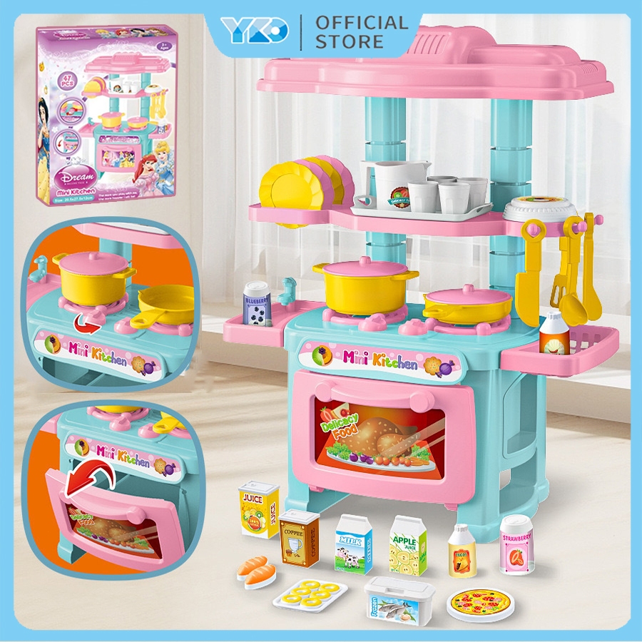 YKO 47pcs Mainan Masak Anak Perempuan  Anak Kitchen Set Masak Dapur Set Cooking Set Main Perempuan