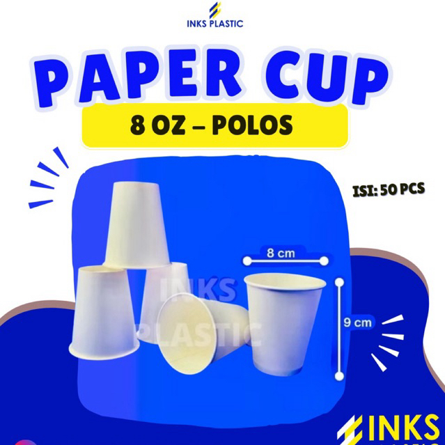 Jual PAPER CUP 8 OZ POLOS PUTIH GELAS KERTAS 8OZ | Shopee Indonesia