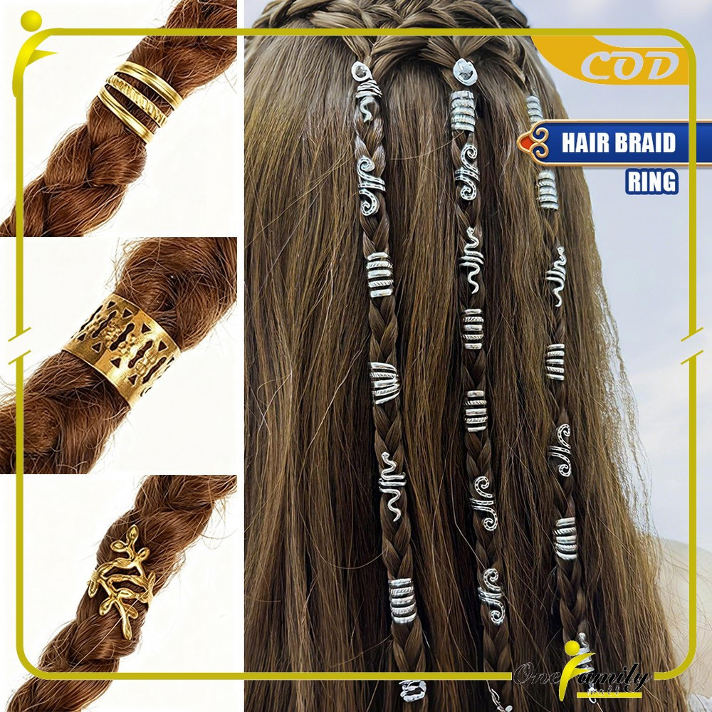 Jual ONE-C1406 Cincin Klip Manik Adjustable Dekorasi DIY Rambut Kepang ...