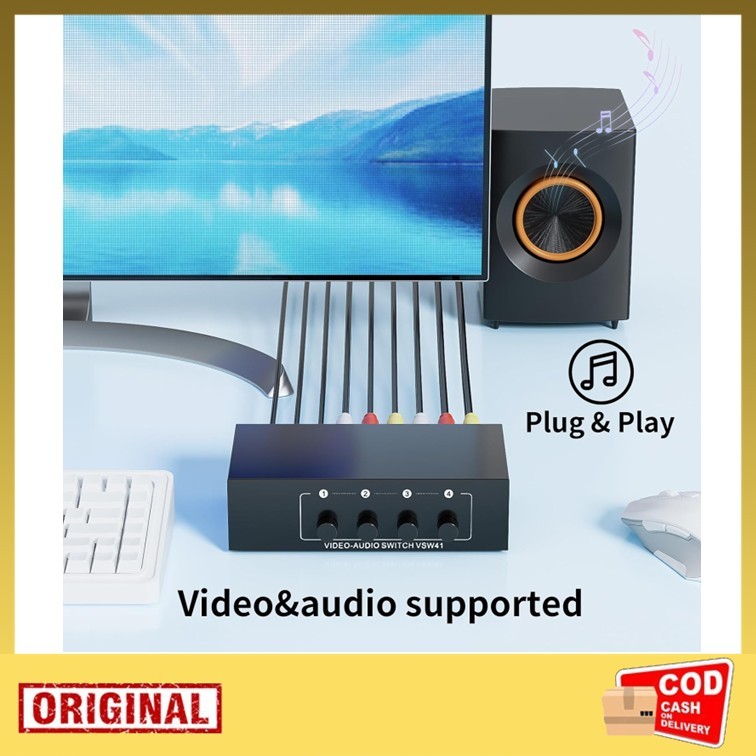 Jual Best AV Audio Video 4 Input 1 Output 4in1 RCA Premium Box Selektor ...