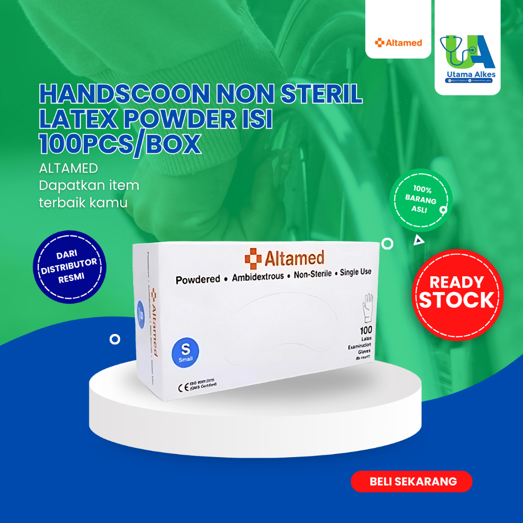 Jual HANDSCOON NON STERIL LATEX POWDER ALTAMED | ISI 100 'S/BOX ...
