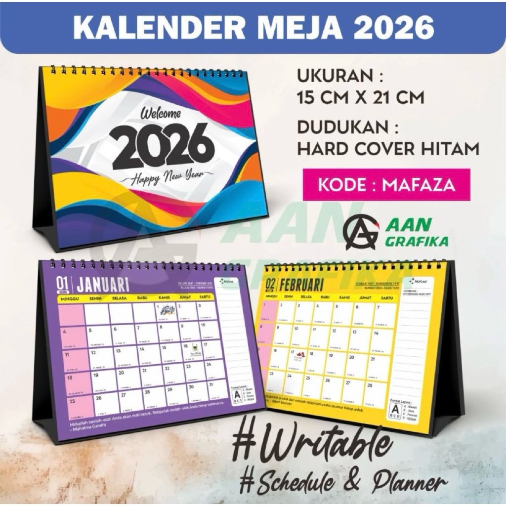 Jual KALENDER 2026 AESTHETIC / KALENDER DUDUK PLANNER TEBAL SCHEDULE ...