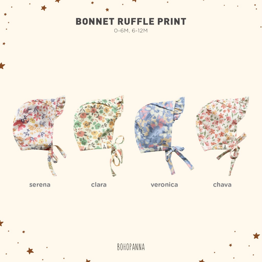 Jual BOHOPANNA - BONNET RUFFLE PRINT - Topi Bayi | Shopee Indonesia