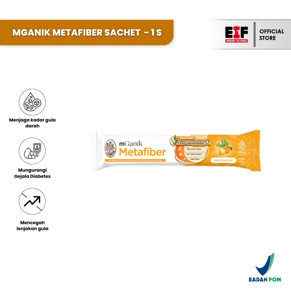 Jual MGANIK Metafiber 1 Sachet / Eceran - Suplemen Serat Diabetes ...