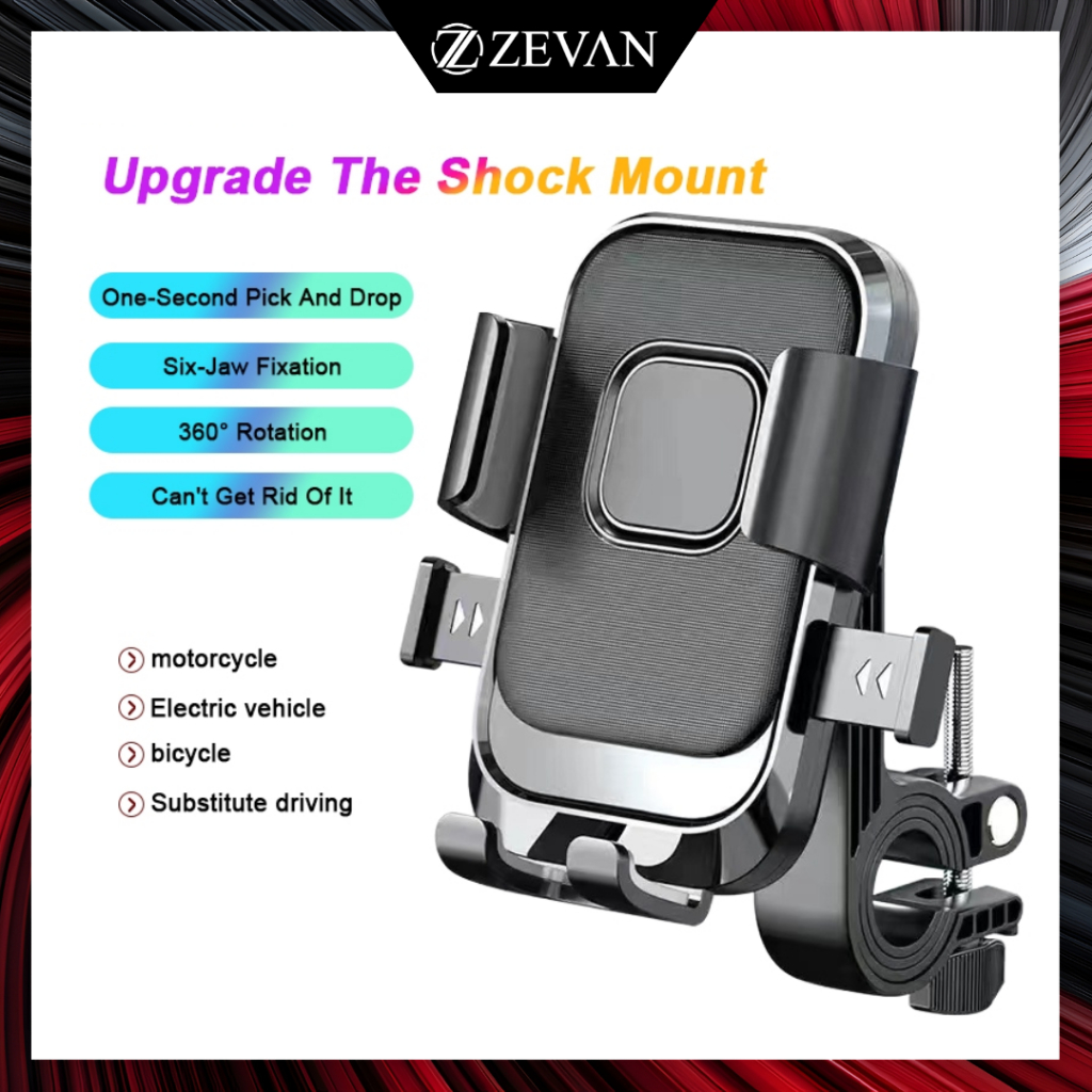 Jual ZEVAN Holder HP Sepeda Motor 360 Derajat Anti Getar Stang Dudukan ...