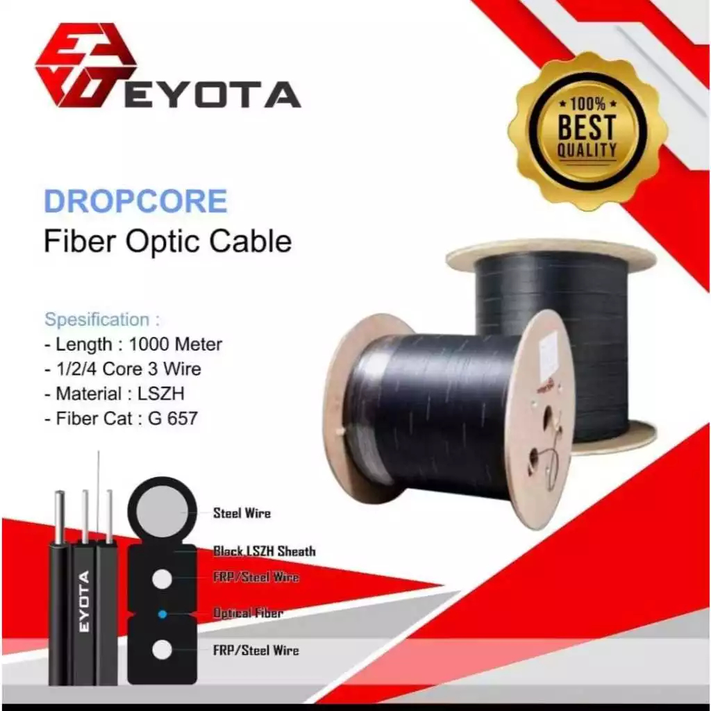 Jual EYOTA KABEL FIBER OPTIC FO DROPCORE 1 CORE 3 SLING 1000 METER ...