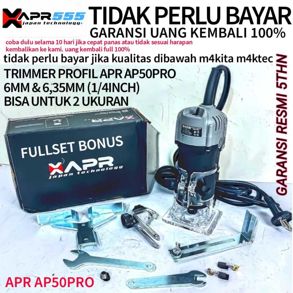 Jual APR JAPAN MESIN TRIMMER PROFIL KAYU AP50PRO 200W 1/4 INCH MESIN ...