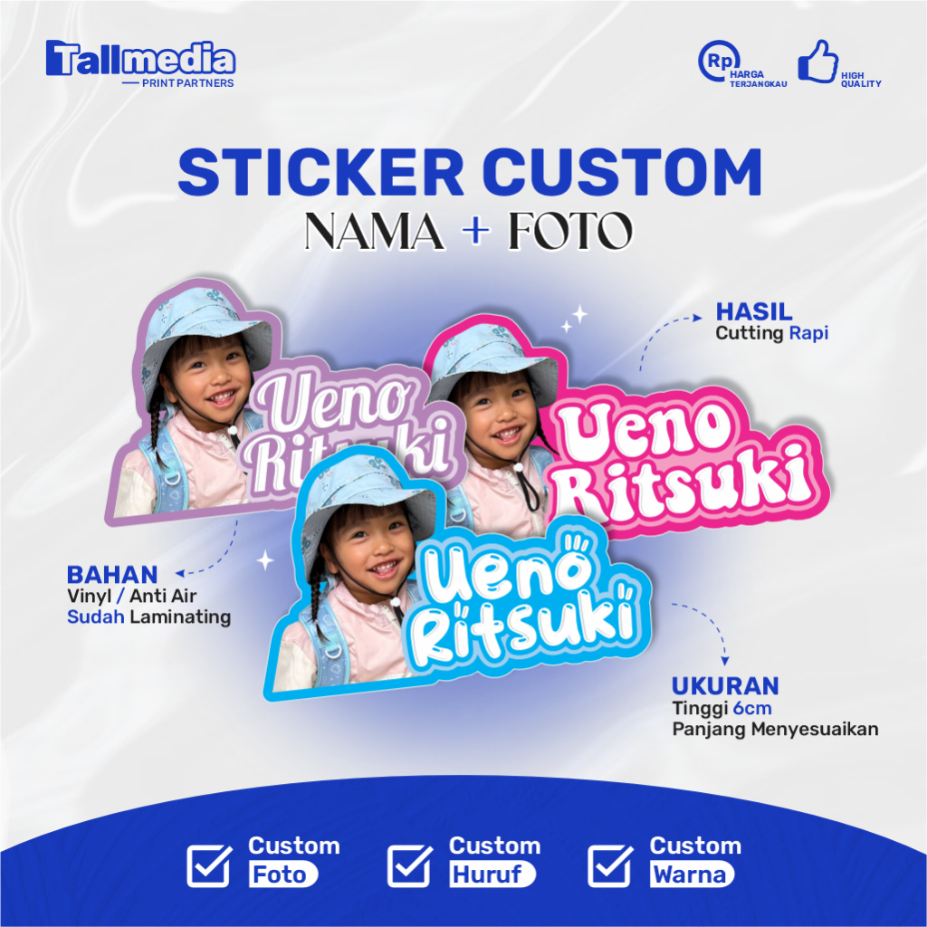 Jual Stiker custom nama & foto | desain bebas, bahan vinyl anti air ...