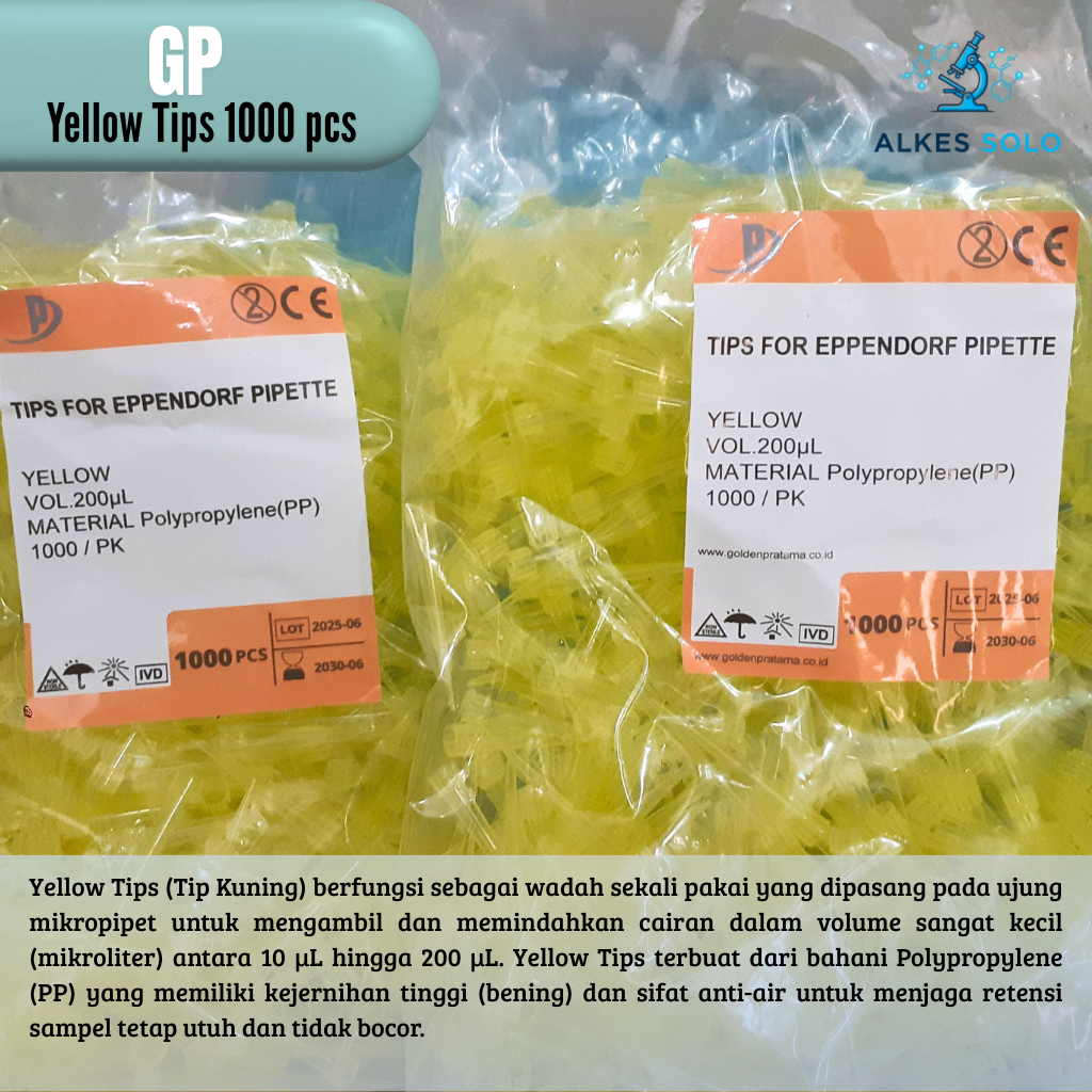 Jual YELLOW TIPS/PIPET TIPS/MICROTIPE Isi 1000pcs | GP | Shopee Indonesia