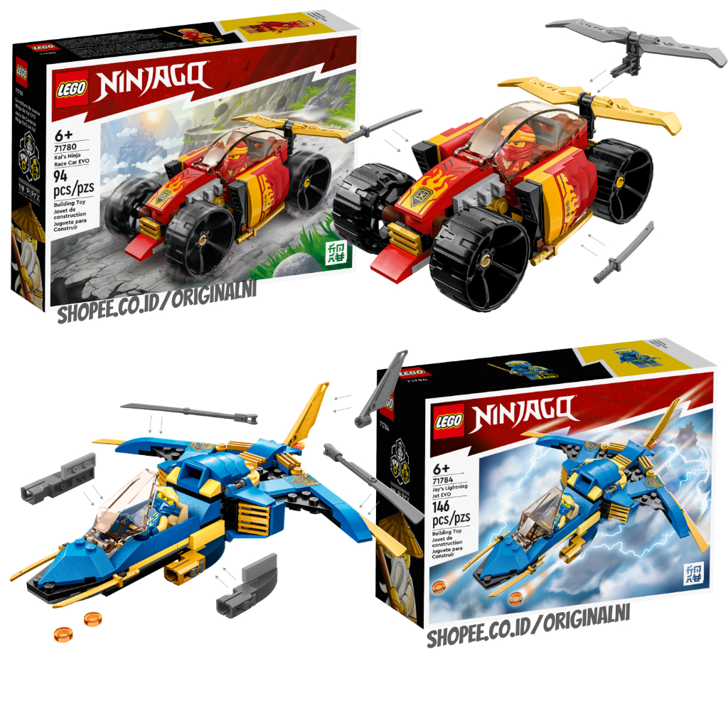 Jual LEGO NINJAGO 71784 Jay's Lightning Jet EVO 71780 Kai's Ninja