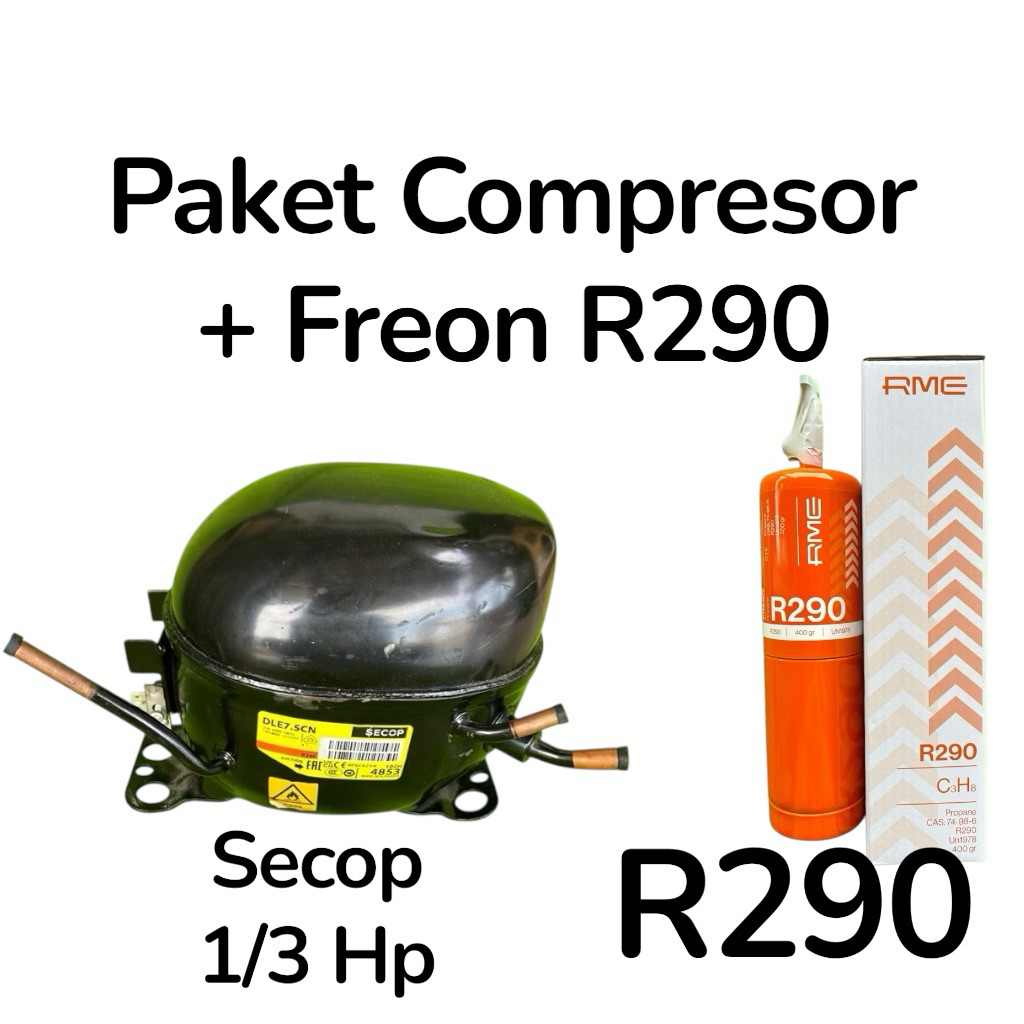 Jual Pake Komplit Compresor SECOP DLE7.5C 1/3 Hp Dan Freon R290 Freezer ...