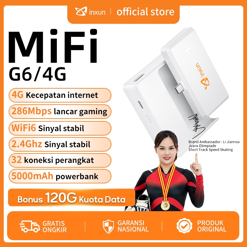 Jual COD Bonus 120GB MODEM G6 5000mAH 4G Mifi LTE Mini Modem 286Mbps ...