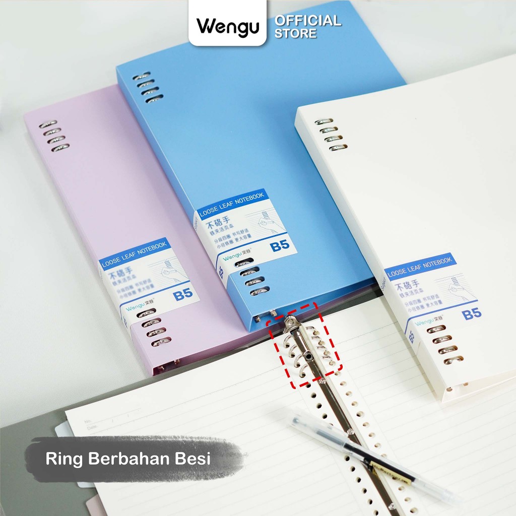 Jual [BARU] Wengu Binder A5 B5 Isi 60 Lembar Ring Besi Polos Simple ...