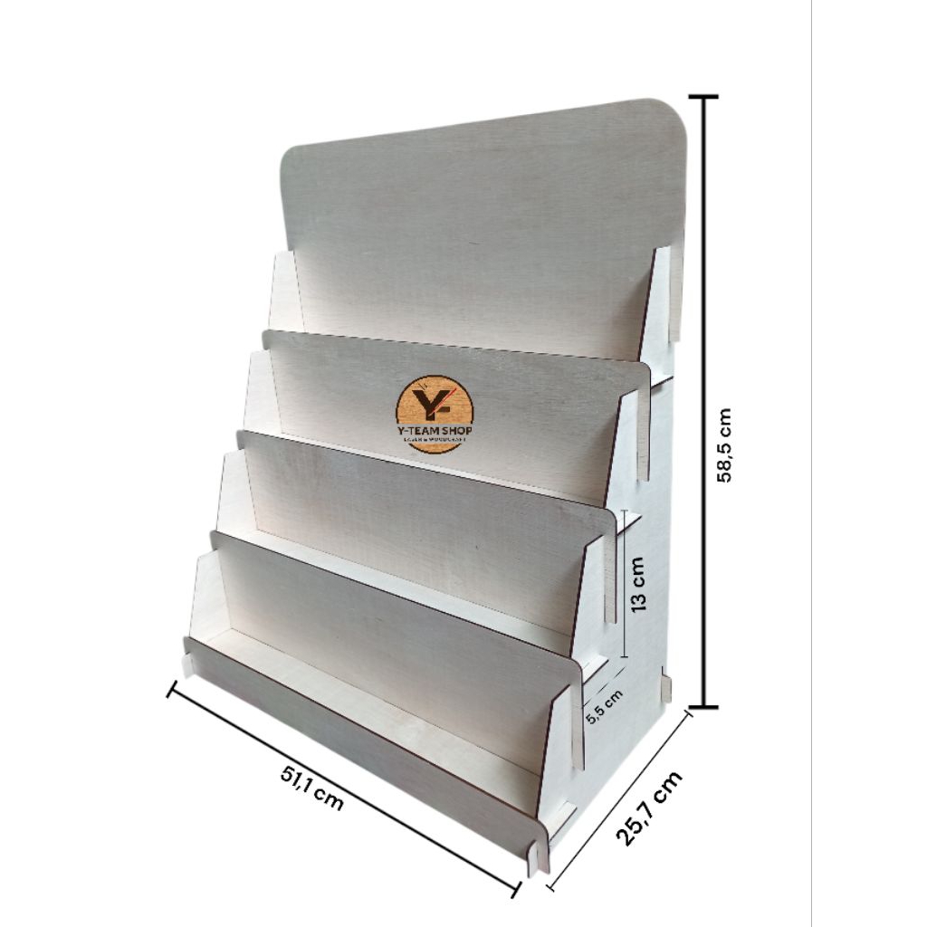 Jual RAK DISPLAY BUKU 4 SUSUN 51,1 x 25,7 x 58,5 cm Polos (tanpa grafir ...