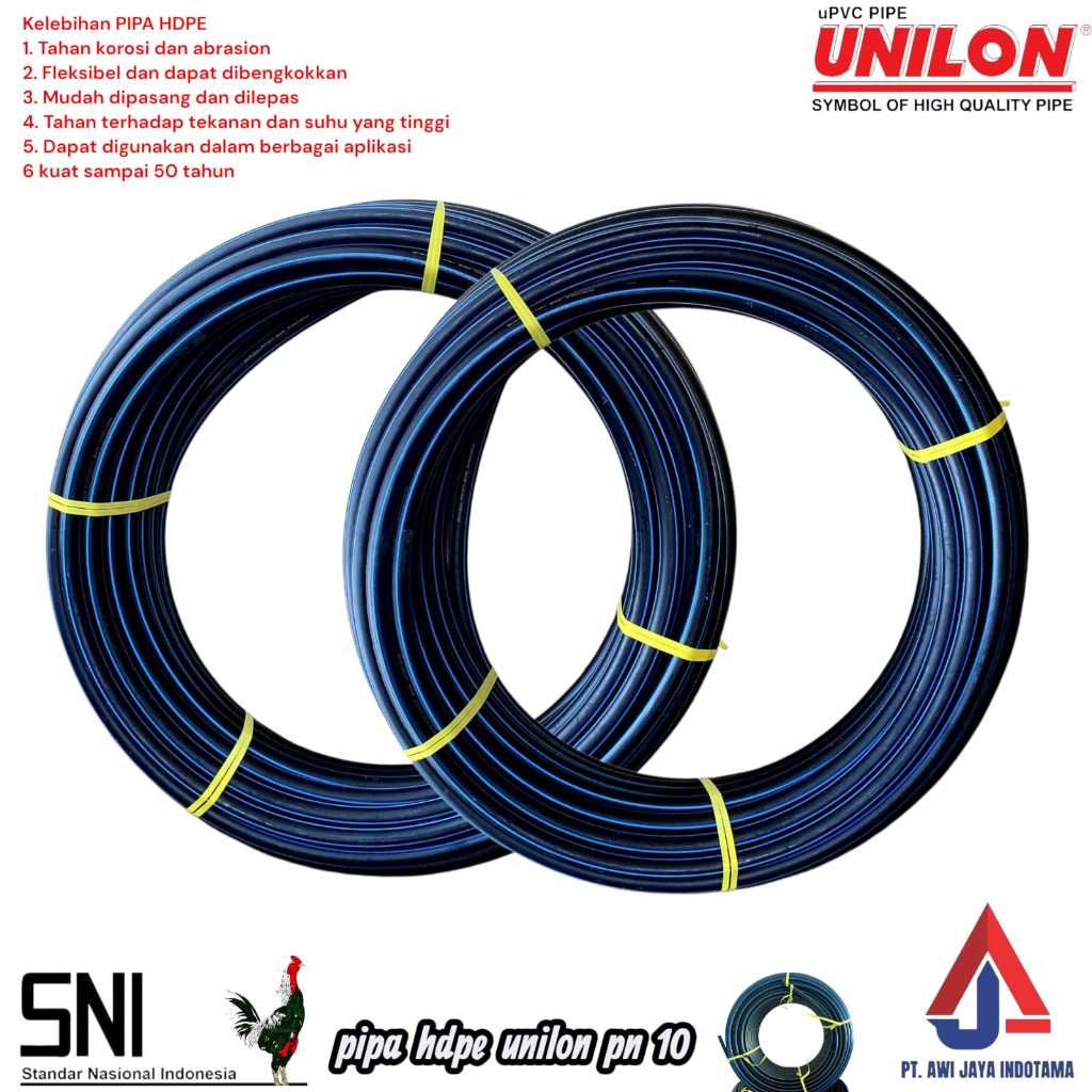 Jual PIPA HDPE UNILON 1 INCH ( 32MM ) PN 10 - SDR17 PE -100 - 1 ROLL 10 ...