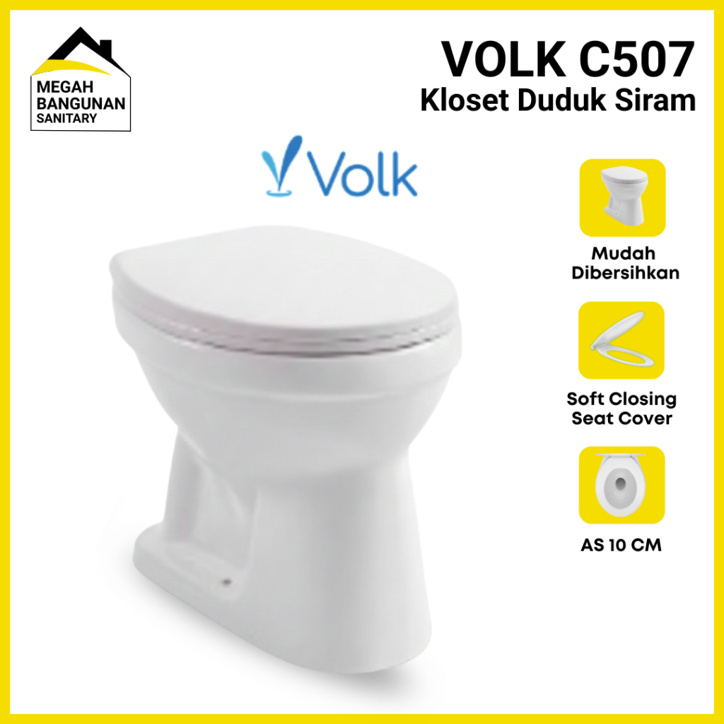 Volk Closet Kloset Toilet Duduk Siram Manual WC Volk Clematis C507 One Piece White Kloset Duduk Siram