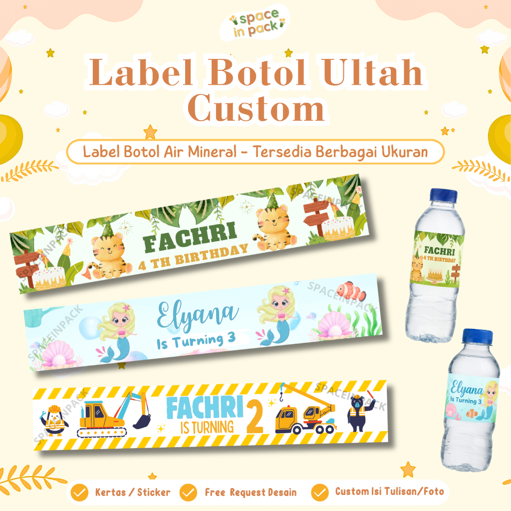 Jual Spaceinpack - Label Botol Ulang Tahun Custom / Sticker Label Botol ...