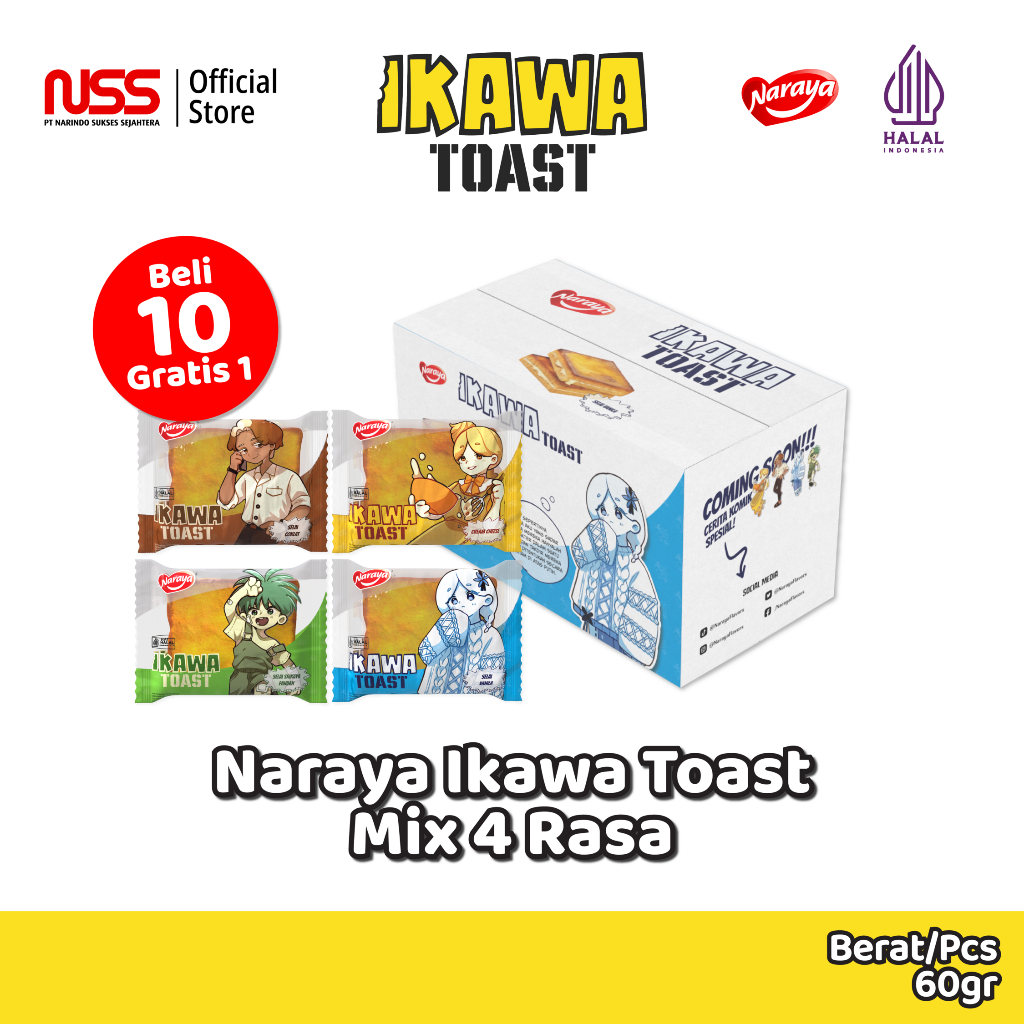 Jual NARAYA Ikawa Toast Roti Panggang Mix 4 Rasa [Box Mixed ] - 1 Box ...