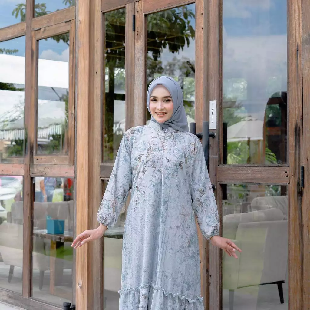 Benang Raja Gamis Ceruty Babydoll set jilbab pashmina