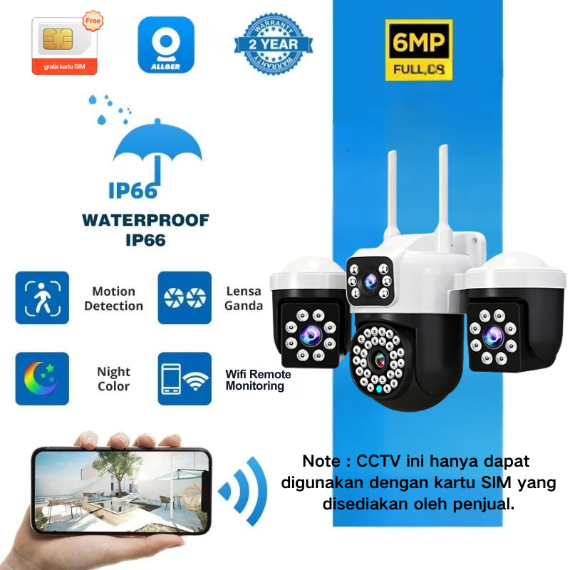 Jual CCTV V380 PRO 3 lensa Camera WIFI 4G SIM 18MP HD Outdoor Smart 360 ...