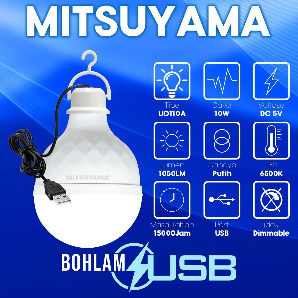 Jual Lampu / Bohlam LED DC 5V Kabel USB Mitsuyama New Model 10W 20W 30W ...