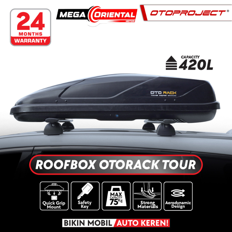 Jual Roof box / Roofbox Otorack Tipe Tour 400L Warna Black Glossy ...
