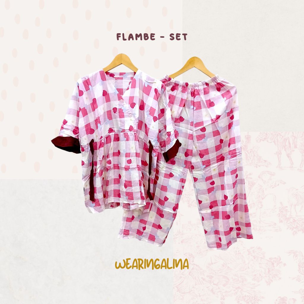 Jual [ BISA INSTANT ] | Flambe Set | Pajamas Rayon Kombinasi | Baju ...