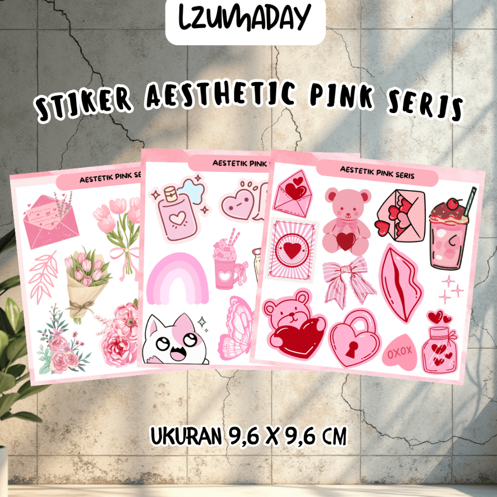 Jual LZUMADAY | Aesthetic Stickers Pink Seris / Stiker Deco / Scrafbook ...