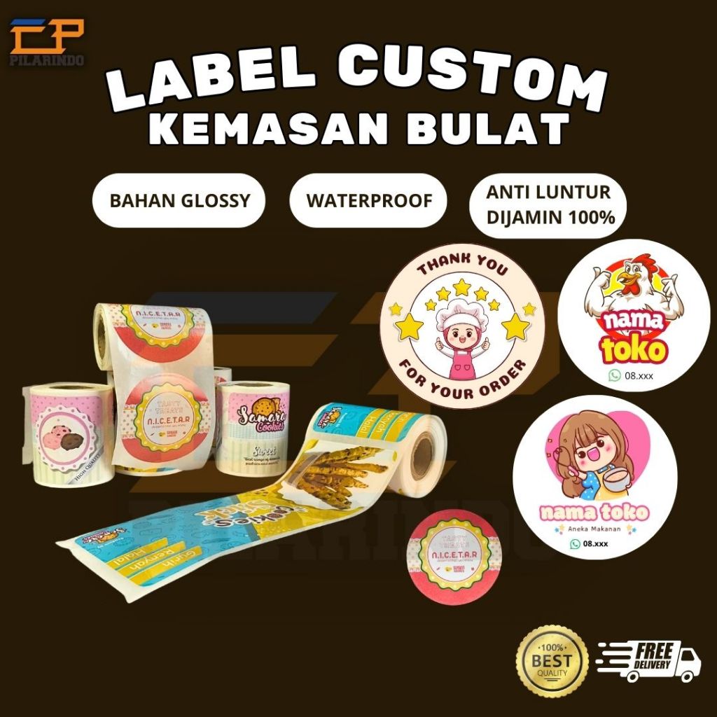 Jual Cetak Stiker Label Bulat Makanan Custom / Label Kemasan + Cutting ...