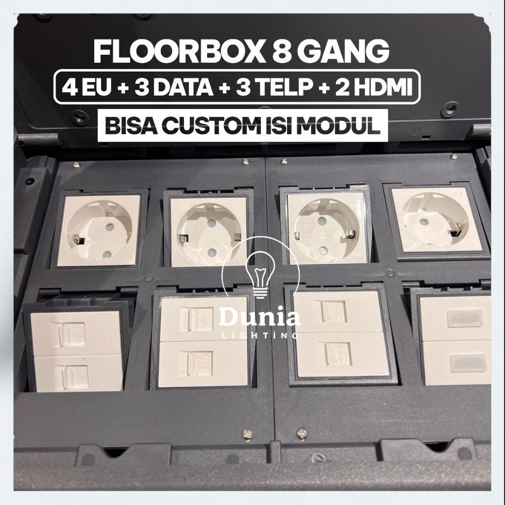 Jual Floor Socket Box carpet stop kontak 8 Gang isi 4 ARDE EU + 3 DATA ...