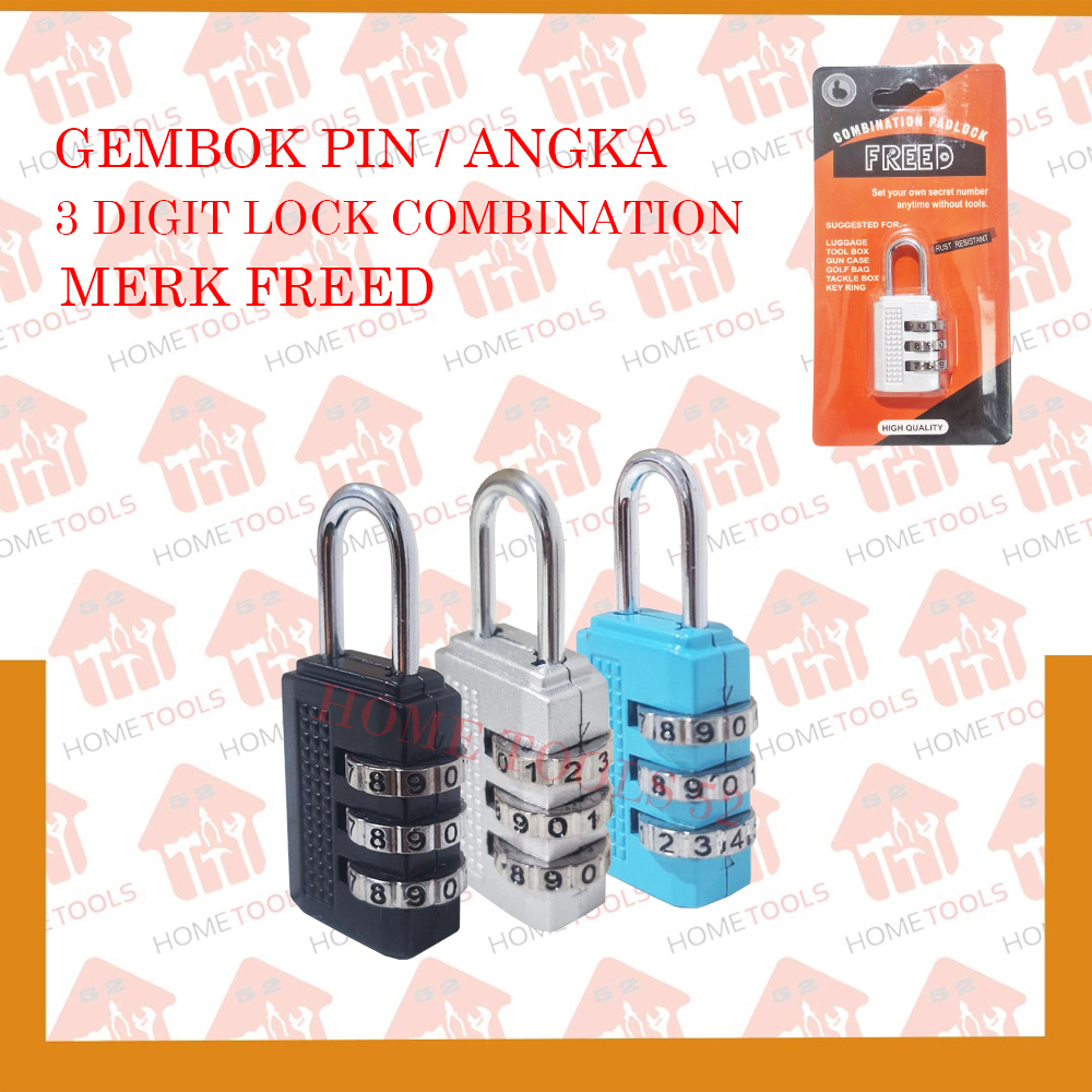 Jual Gembok Pin Angka Warna - Gembok Kode Tas Koper Traveling 3 Digit ...