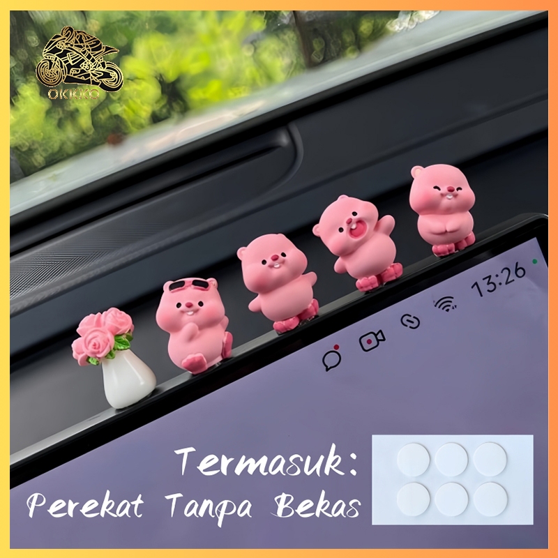 4Pcs Pajangan Mini Dengan Lem / Lucu Dan Menarik Dekorasi Pajangan Mobil Dan Dashboard