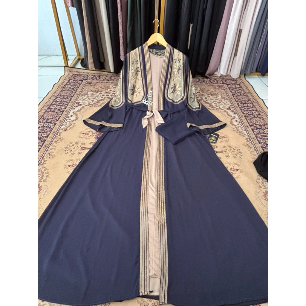 Abaya Mesir Samarah Brukat Tampilan Depan