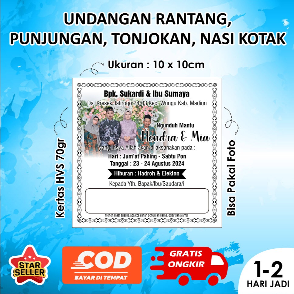 Jual UNDANGAN RANTANG MURAH PUNJUNGAN MUNJUNG KERTAS BUAT MUNJUNG NASI ...