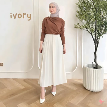 Celana Kulot Wanita Fit Highwaist Cellie Kulot Rok Pleats Casual