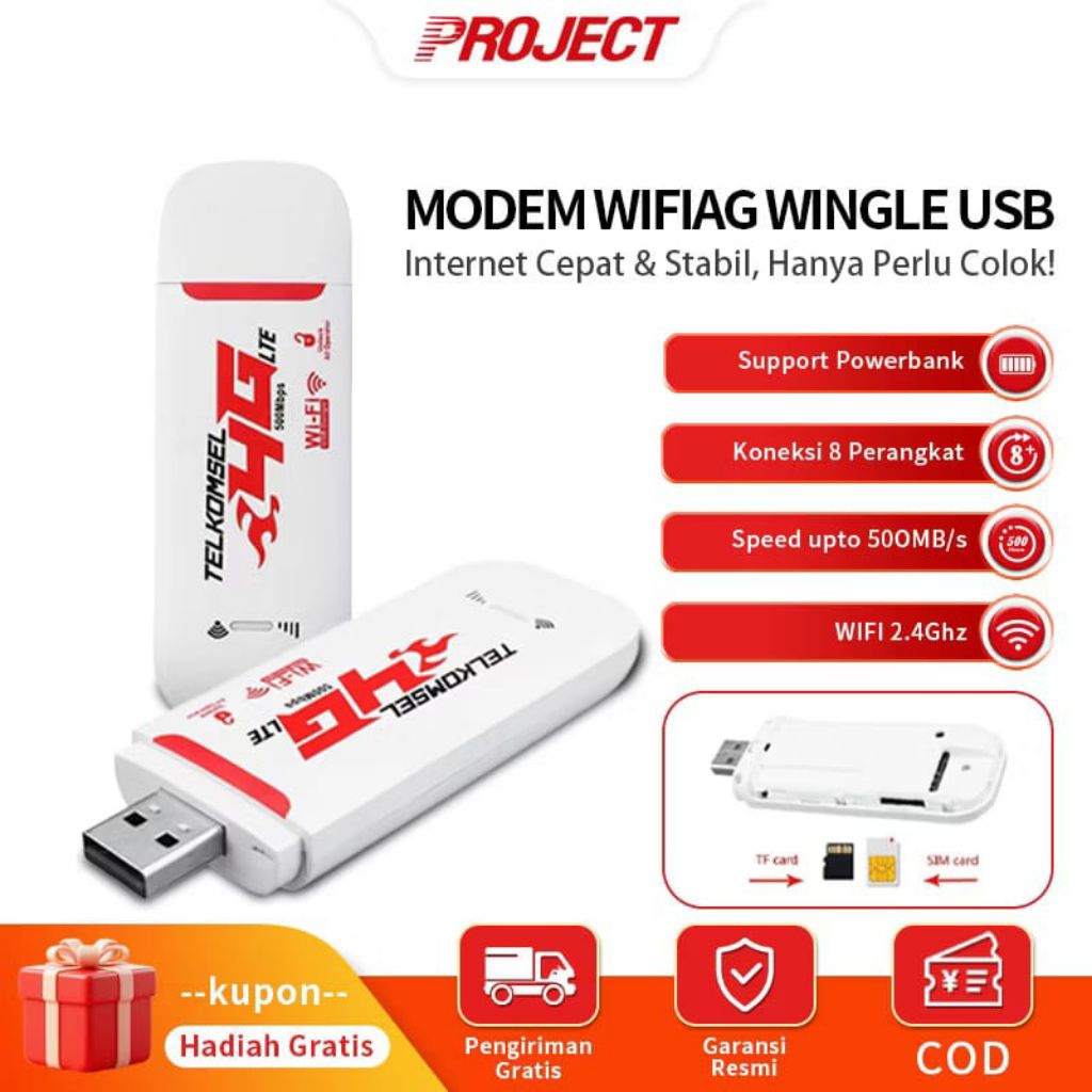 Modem WIFI USB 4G LTE 500Mbps Portable Mifi Semua Operator Dukungan 10 Perangkat