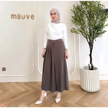 Celana Kulot Formal Husna Kancing 2 Kulot Pleats Kasual Celana Kulot Wanita Fit Highwaist