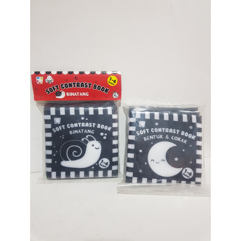 Jual softbook soft contrast book buku kain anak bayi hitam putih visual ...