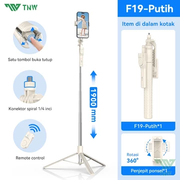 TNW F19 190CM Tongsis Tripod L16 360° Rotasi Selfie Stick Bluetooth Remote Tripod Dengan 1 4