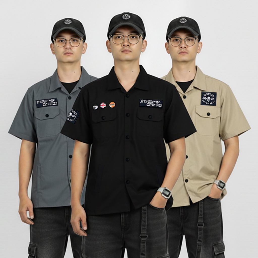 Jual Workshirt Patch bordir / Kemeja Kerja casual baca deskripsi dengan ...