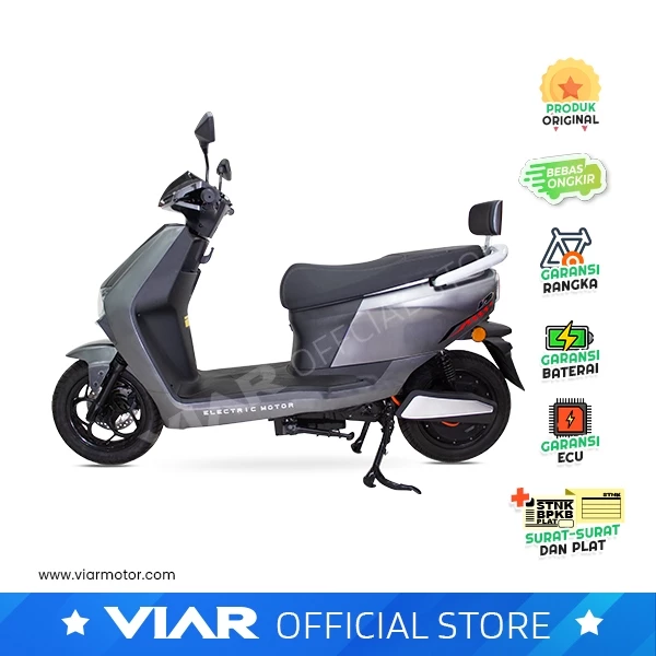 Detail bodi Viar VS dengan suspensi teleskopik depan dan dual shock belakang serta ban tubeless 90/90-12
