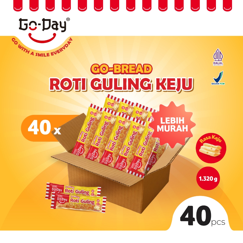 Jual Go-Day Go-Bread Roti Guling Rasa Keju Isi 40 Pcs | Shopee Indonesia