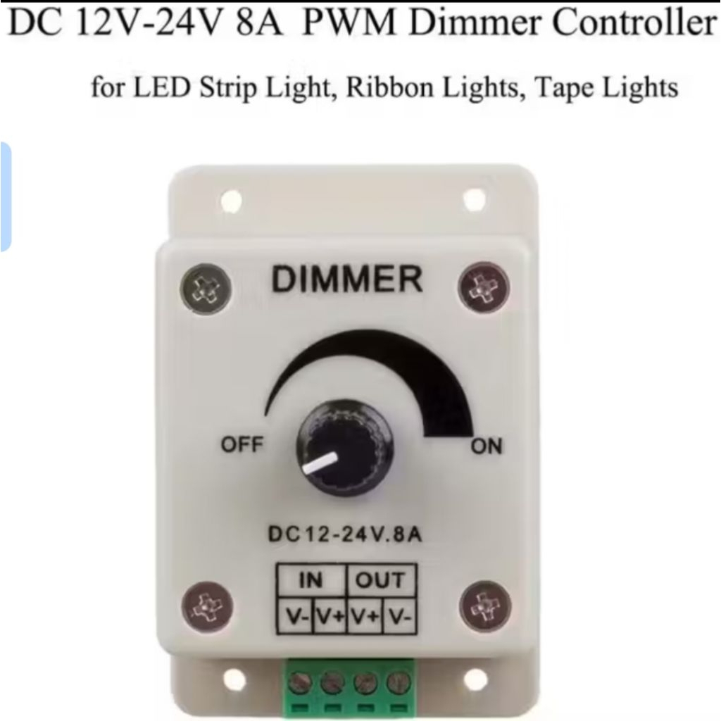Jual DC Dimmer Switch 12V-24V 8A Mini LED Strip Motor Kipas Dimmer ...