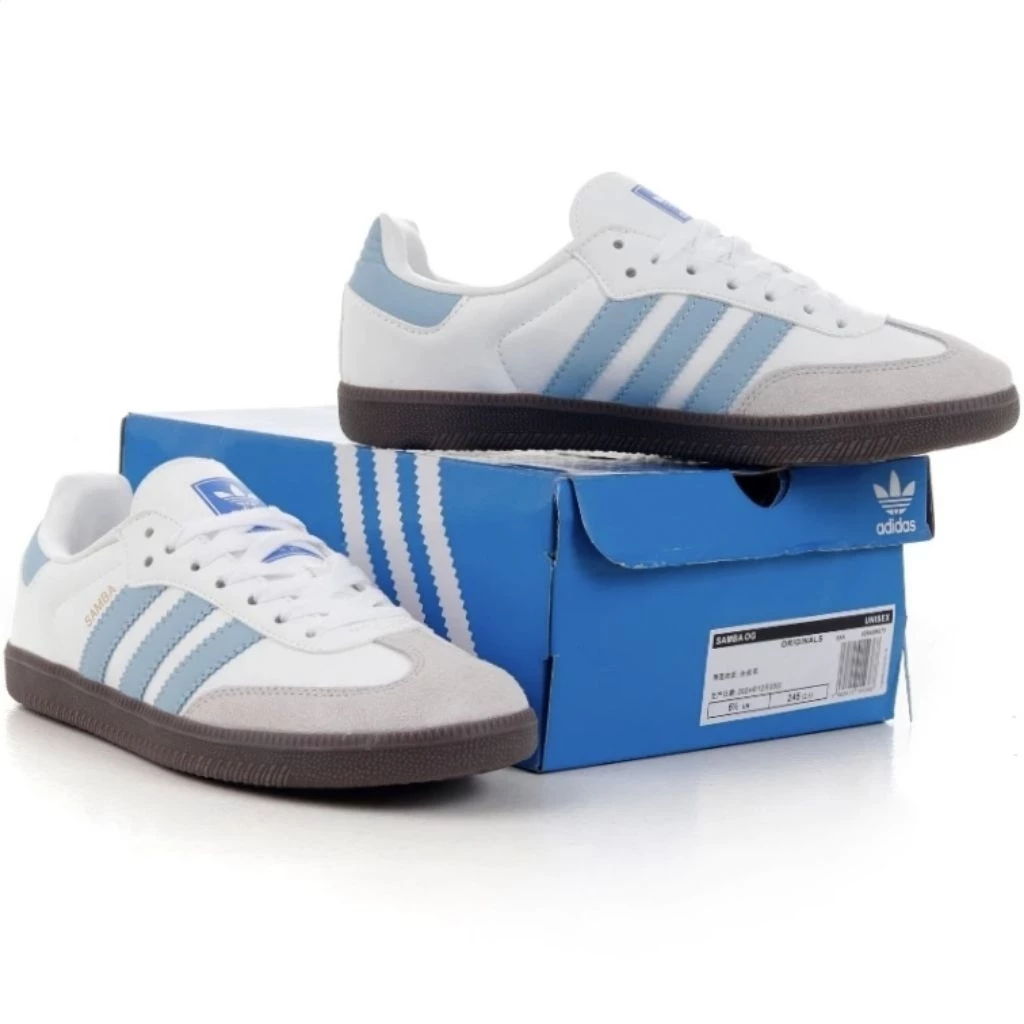 TERLARIS!!! SEPATU SNEAKERS SMBA OG WHITE BLUE PRIA DAN WANITA BNIB FREE BOX